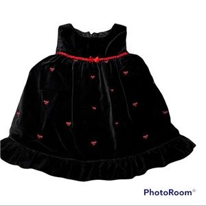 Black velour dress Red bow designs throughout size 18 Months All Mine